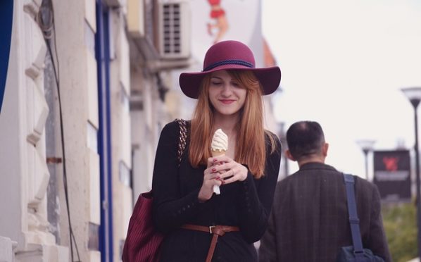 Stylish Woman With Ice Cream