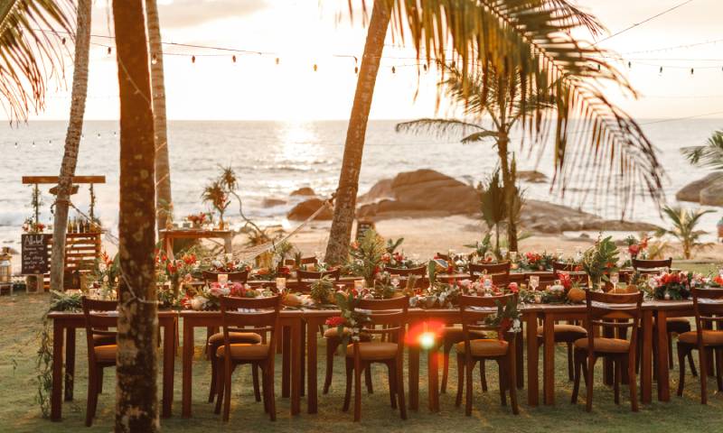 Beach wedding in the fall